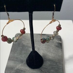 Elegant Multi-Color Beaded Hoop Earrings